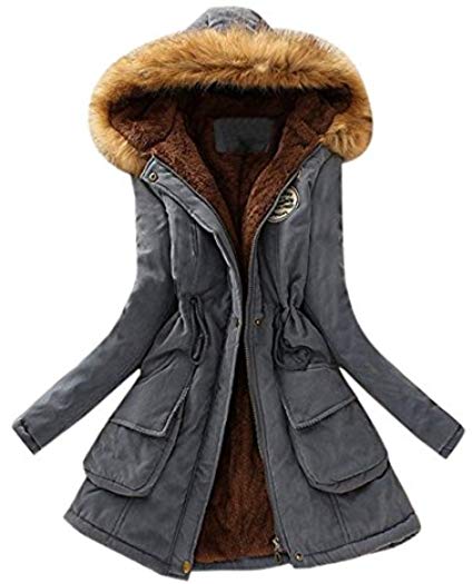 VESNIBA Women's Coat Sale Women Plus Size Winter Coats Faux Fur Lined Parka Cotton Padded Jacket