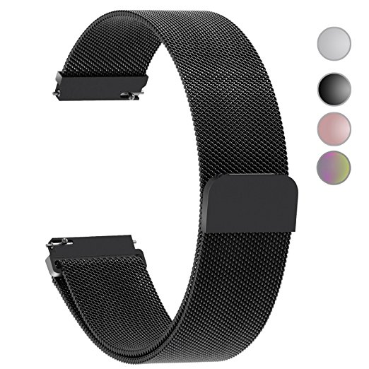 4 Colors for Quick Release Watch Strap, Fullmosa Milanese Magnetic Closure Stainless Steel Watch Band Replacement Strap for 18mm 20mm 22mm 23mm 24mm