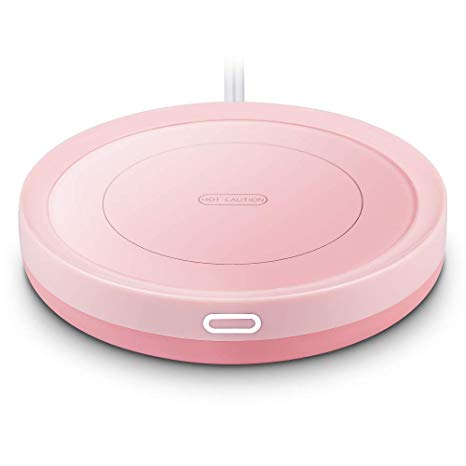 Smart Coffee Warmer, BESTINNKITS Auto On/Off Gravity-induction Mug Warmer for Office Desk Use, Candle Wax Cup Warmer Heating Plate (Up To 131F/55C) (Pink)