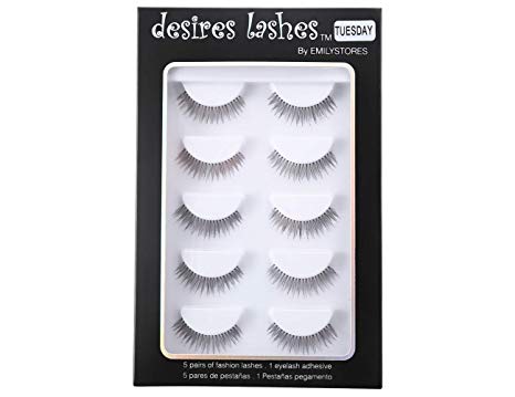 DESIRES LASHES By EMILYSTORES Natural Strip Eyelashes Multipack 5Pairs Per Kits, 02 Tuesday
