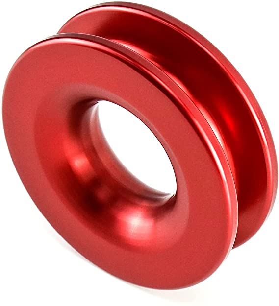 QWORK Recovery Ring, 41000 lbs, Winch Snatch Recovery Ring for ATV UTV SUV Truck Recovery, Red, 1 Pack