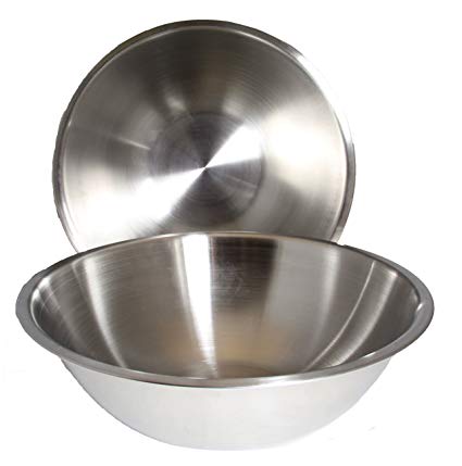 8 Quart, Set of 2, Mixing Bowls, Stainless Steel, Professional Chef, Commercial Kitchen, by Winco, 13.25 Inches Diameter, Flat Base