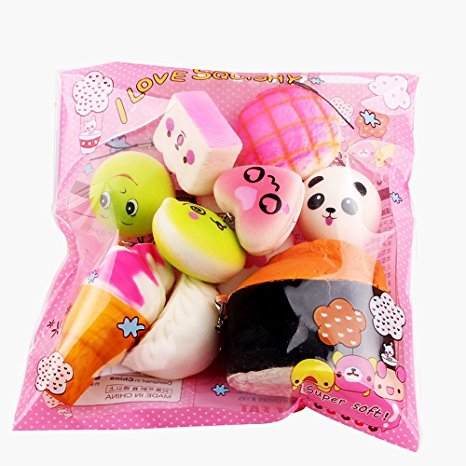 Han Shi Clearance Kids Toys, 10pcs Hamburger Bread Mini Soft Squishy Toys Key Chain Kits