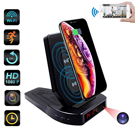 Spy Hidden Camera Wireless Charger ZXWDDP WiFi 1080p Camera Hidden Nanny Cam with Motion Detection/Height Adjustment/Loop Recording/Mobile Phone Remote Monitoring Support iOS/Android