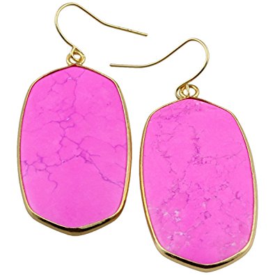 rockcloud Crystal Stone Dangle Hook Earrings Oval Gold Plated