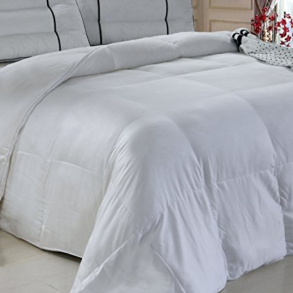 Royal Hotel Collection King Size 106X90" Baffle Box 100% Bamboo White Down Alternative Comforter Duvet Insert 300 Thread Count 86 Oz Down Alt Fillings