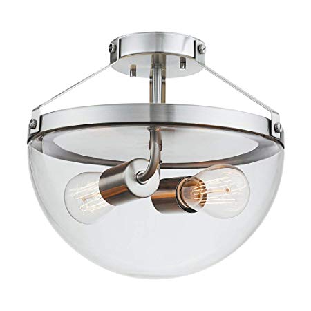 Globe Electric 60364 Belsize Semi-Flush Mount, 10.5", Brushed Steel