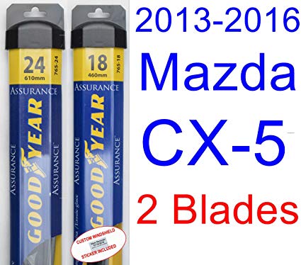 2013-2016 Mazda CX-5 Replacement Wiper Blade Set/Kit (Set of 2 Blades) (Goodyear Wiper Blades-Assurance) (2014,2015)