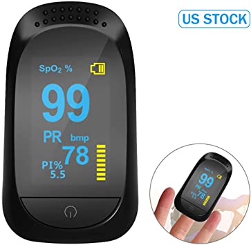 Fingertip Pulse Oximeter, Blood Pulse Oximeter with LED Display, Blood Oxygen Saturation Monitor for Pulse Rate with Lanyard
