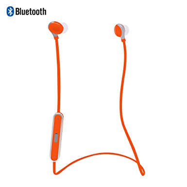 Bluetooth Headphones; ADiPROD Wireless Headsets Sports Earphones In-Ear Stereo For Iphone Samsung LG HTC Ipad Tablet PC Handfree MIC Bass (Orange)
