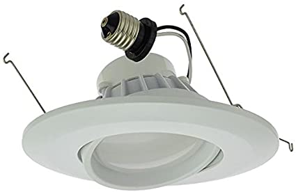 LEDwholesalers 6" (5"-Compatible) Recessed Dimmable 15W LED Adjustable Head Downlight with White Trim, ETL & Energy Star, White 5000K, 2216WH