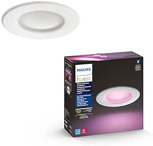 Philips Hue White & Color Ambiance Smart Retrofit Recessed Downlight 5/6", Color Changing, Bluetooth & Zigbee Compatible (Hue Hub Optional), Smart Ceiling Lighting