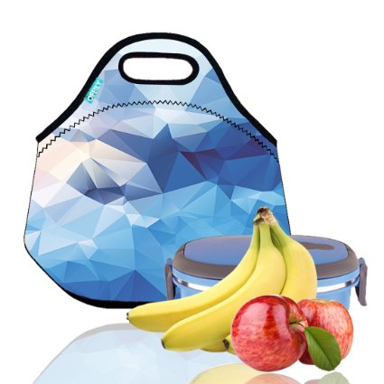 Lunch Tote, OFEILY Lunch boxes Lunch bags with Fine Neoprene Material Waterproof Picnic Lunch Bag Mom Bag (Blue Diamond)