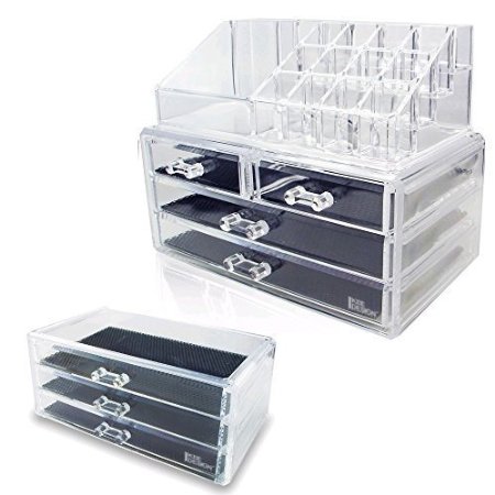 Ikee Design® Acrylic Jewelry & Cosmetic Storage Display Boxes 3 Pieces Set.