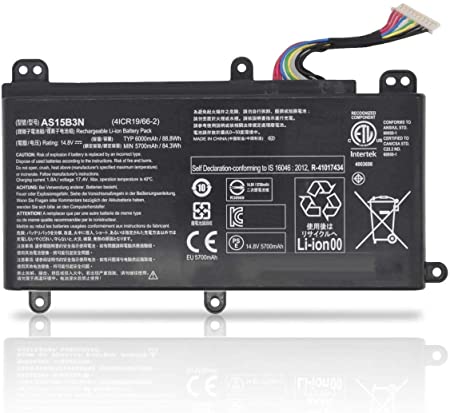 Ding AS15B3N Replacement Battery Compatible with Acer AS15B3N Predator 15 G9-591 G9-591G G9-592 G9-592G 17 G9-791 G9-791G G9-792 G9-792G 17X GX-791 Series Notebook KT.00803.004 4I (14.8V 88Wh 6000mAh)