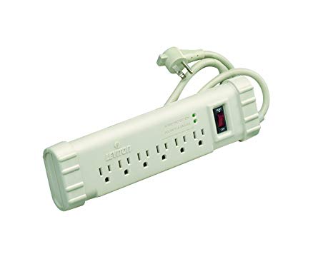 Leviton S1000-PS Office Grade Surge Strip with Six Outlets, 6-Foot Cord, For General Home and Office Use