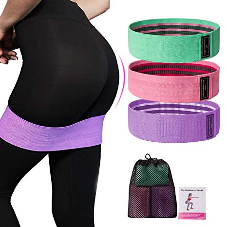 MZSEN Elitefts Bands-Non Slip Fabric Resistance Bands - Booty Bands- Resistance Bands for Legs and Butt，Sports Fitness Bands Stretch Resistance Loops Band Anti Slip Elastic，Set of 3.
