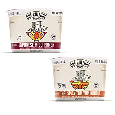 One Culture Foods Plant-Based Instant Cup Noodles, Variety - Natural - Non-GMO (Pack of 8)