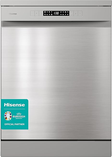 Hisense HS622E90XUK Freestanding Standard Dishwasher 85cm High- Stainless Steel - E Rated, Silver, 24 x 23 x 33 inches (L x W x H) [Energy Class E]