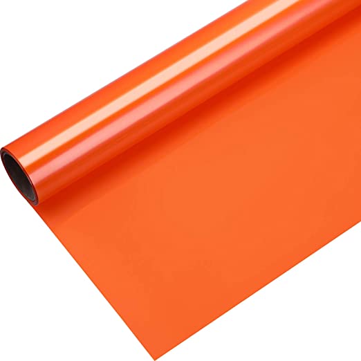 Heat Transfer Vinyl Roll for T-Shirts, Hats, Clothing, Iron on HTV Compatible with Cricut, Cameo, Heat Press Machines, Sublimation (Orange, 12 Inch x 5 Feet)