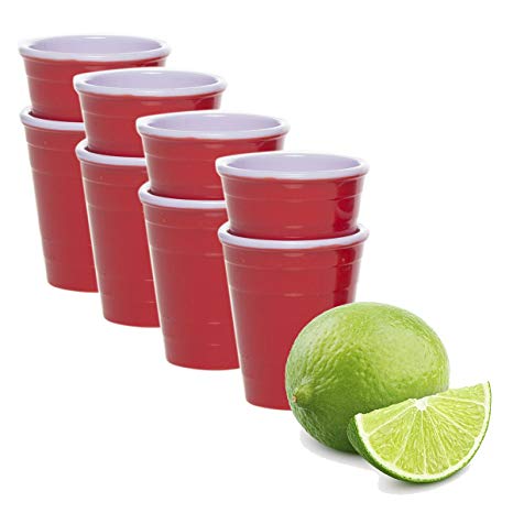 Drinkmate (8 Pack) Reusable Mini Cups 2oz Red Solo Cup Style Party Shot Glasses Plastic Jello Shooters