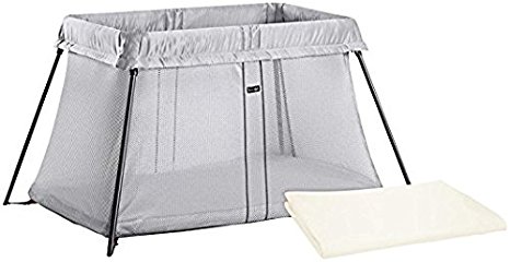 BABYBJORN Travel Crib Light Bundle Pack - Silver and Fitted Sheet