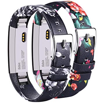 Vancle Leather Bands Compatible with Fitbit Alta/Fitbit Alta HR for Women Men, Adjustable Replacement Accessories Strap with Buckle for Fitbit Alta and Fitbit Alta HR