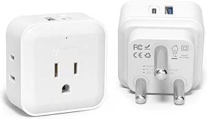 TROND South Africa Power Adapter 2 Pack - US to South Africa Travel Plug Adapter with 4 Outlets 2 USB (1 USB C), Type M Power Converter Adaptor for South African Mozambique Lesotho Travel