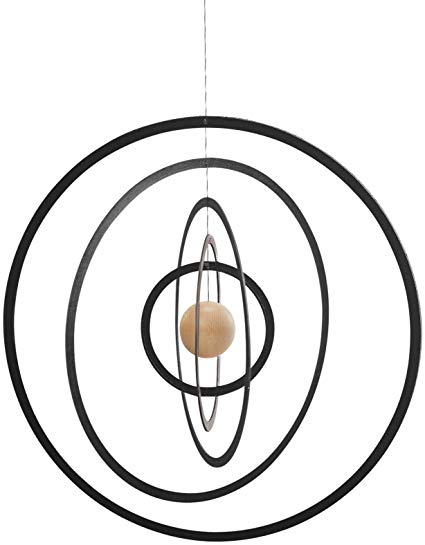 Science Fiction Nature Hanging Mobile - 10 Inches - fiberboard with Wooden Ball - Handmade in Denmark by Flensted
