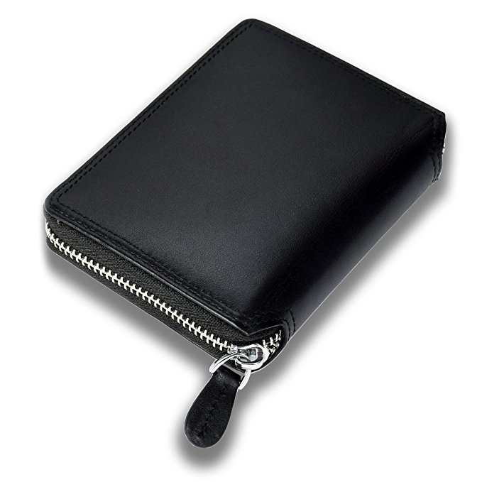 RFID Blocking Wallet for Men with Zip Around Opening Trifold, Anti Electronic Theft Credit Card Protector