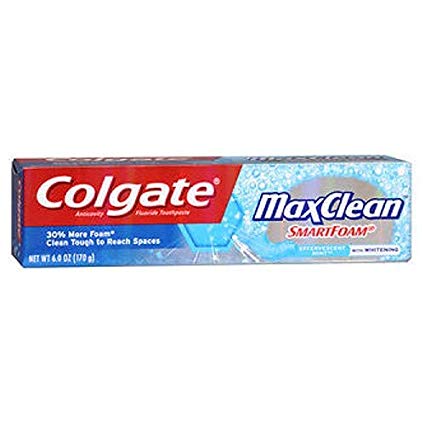 Colgate MaxClean SmartFoam with Whitening Toothpaste, Effervescent Mint 6 oz