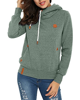 ZANZEA Women Hoodies Sweatshirts Long Sleeve High Neck Pocket Pullover Coats