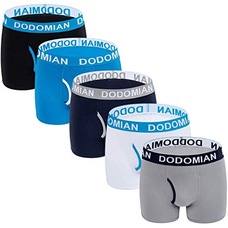 DODOMIAN Mens Underwear Boxer Briefs Breathable Cotton Mens Boxer Briefs Open Fly Underwear 5 Pack
