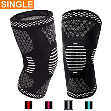 Venture Pal Knee Compression Non-Slip Sleeve - Best Knee Brace Support for Running,Hiking,Basketball,Gym - Perfect Treatment for Joint Pain Relief,Meniscus Tear,Arthritis and Injury Recovery（Single)