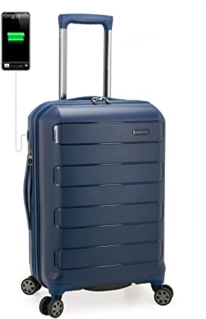 Traveler's Choice Pagosa Indestructible Hardshell Expandable Spinner Luggage, Navy, Carry-on 22-Inch