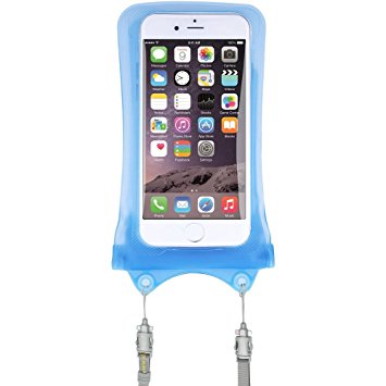 AquaVault Waterproof Phone Case. Dual Layer Floating Air Bag Design with Neck Strap, Fits All Phones Up to 5.7 Inches. - Blue