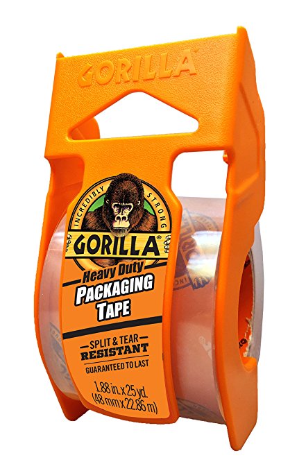 Gorilla 6034002 Heavy Duty Packaging with Dispenser, 1.88" x 25 yd, Clear