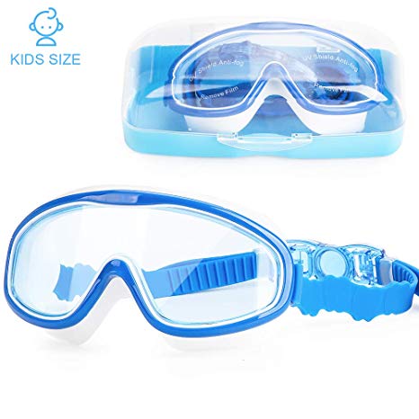 DasMeer Kids Swimming Goggles, Swimming Goggles Kids Anti-Fog Anti-Leak UV Protection Large Swim Goggles Kids No Leaking, with Storage Case Swimming Goggles Kids 6-14