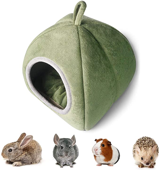 Guinea Pig Bed, Guinea Pig Hideout,Cozy House Bed for Bunny/ Chinchilla/ Ferrets/ Hedgehog/ Sugar Glider,2 in 1 Functional Small Animals Bed/ Small Animals Tent（GERRN）