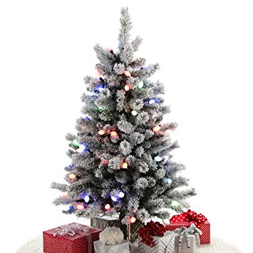 Hallmark Keepsake Ornament Sound Bluetooth Musical Flocked Christmas Tree with Lights, 4'