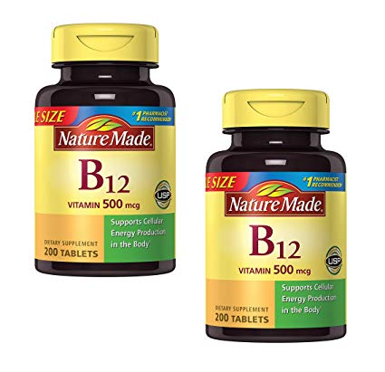Nature Made Vitamin B12 500 mcg. Tablets Value Size 200 Ct - Pack of 2