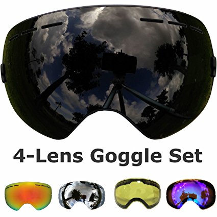 Zionor Snowmobile Snowboard Skate Ski Goggles with Detachable Lens