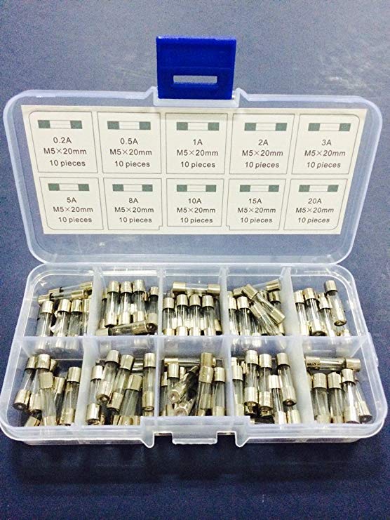 Quick Blow Glass Tube Fuse Assorted Kit 100pcs 5x20mm