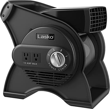 Lasko U12104 High Velocity Pro Pivoting Utility Fan for Cooling, Ventilating, Exhausting and Drying at Home, Job Site and Work Shop, Dark Grey