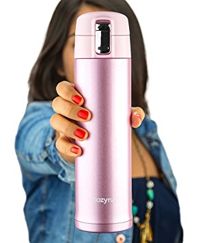 Insulated Travel Mug for Coffee And Tea by Cozyna, Stainless Steel, 16 oz, Pink
