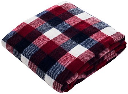 Lavish Home Throw Blanket, Cashmere-Like, Red/Blue/White