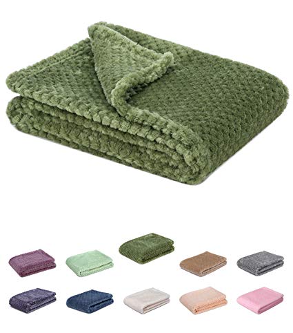 Fuzzy blanket or fluffy blanket for baby girl or boy, soft warm cozy coral fleece toddler, infant or newborn receiving blanket for crib, stroller, travel, outdoor, decorative (28 x 40 in, Olive green)