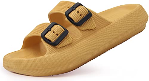 Weweya Pillow Slippers for Women and Men - Cloud Slides - Double Buckle Adjustable - EVA Flat Sandals