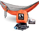 Outpost Camping Hammock With Adjustable LiteSpeed Cinch Buckle Suspension System- Includes 11 100 Polyester Tree Straps Wire Gate Carabiners- Single or Double Size- 100 Ripstop Parachute Nylon