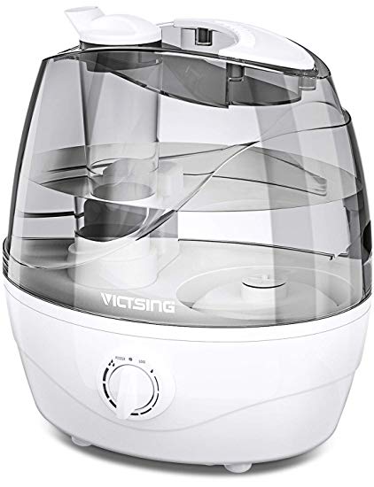 Homasy Victsing Upgraded, 2.2L Cool Mist Ultrasonic Large Bedroom, Baby, Home Premium Air Humidifying Vaporizer for Whisper-Quiet, Auto Shut-Off- Lasts Up to 24 Hours, Grey